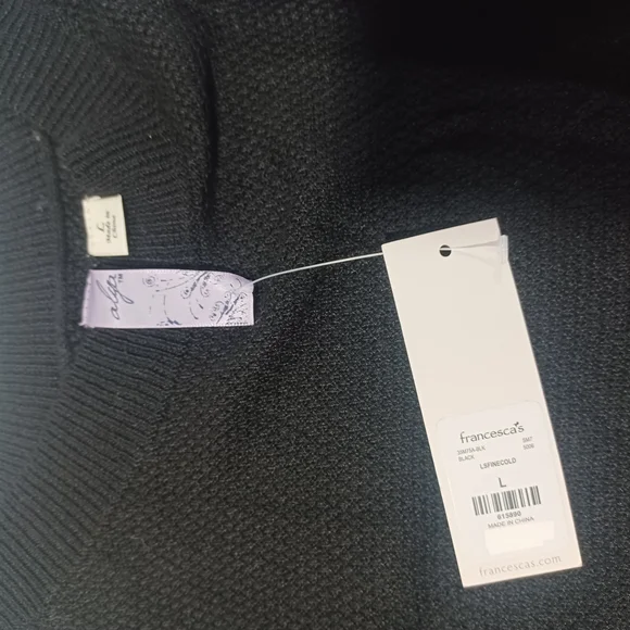 Franchesca's Black Cold Shoulder Tunic With Delicate Lace Hem - Picture 6 of 8